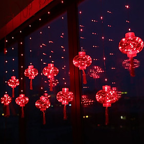 Đèn Trang Trí Tết LED Đèn Nhấp Nháy Đèn Sao Ban Công, Lễ Hội Mùa Xuân Năm Mới Đèn Lồng Đỏ Rèm Cửa 