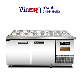 Tủ bàn salad 1m2 cánh inox Viner