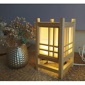Đèn bàn gỗ tự nhiên, đèn shoji, trang trí phòng trà, phòng thiền phong cách Nhật Bản, chất liệu gỗ tự nhiên hoàn toàn kết hợp shoji Nhật bản, gồm đèn Led ánh sáng vàng