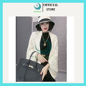 Hình ảnh Áo khoác dạ len dệt kim, loại cao cấp-CHỌN MÀU- Áo choàng cardigan nữ, dạng lưới giữ ấm, quà tặng cho phụ nữ