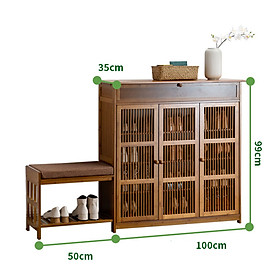 Mua Tủ để giày cửa mở 3 4 cánh dung tích lớn chất liệu gỗ tre phủ sơn bóng bền đẹp  kệ để giày dép thoáng khí tiện ích