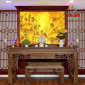 Mua Tranh dán tường 3D phòng thờ - vải lụa kim tuyến ( kích thước theo yêu cầu)