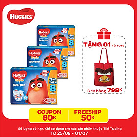 Combo 3 Gói Tã Quần Huggies Dry Gói Cực Đại Angry Birds phiên bản giới hạn XL62 (62 Miếng) - Tặng 8 miếng
