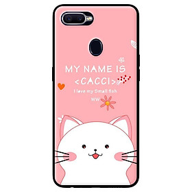 Ốp in cho Oppo A7 Mèo Trắng Thích Ăn - Hàng chính hãng