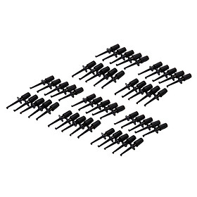 50Pcs Mini Test Hook Probe  Wire Cable Spring Clip Black For PCB SMD IC