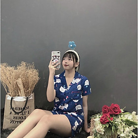 Freeship Đồ Ngủ Nữ Bộ Pijama Lụa Nữ Mặc Nhà Tay Ngắn Quần Ngắn Chất Liệu Kete