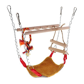 Parrot Bird Wooden Hanging Swing Ladder Suspension Bridge Cage Swing Toy