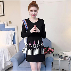 Đầm suông thu đông hình cô gái dn20100706