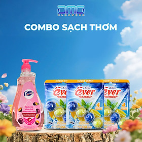 Combo 1 Chai Nước Rửa Chén Hương Chanh Dây 1L + 3 Vỉ treo Bồn Cầu Hương Chanh