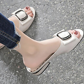 Dép sục hở mũi, khóa vuông, da vân cao cấp ROSATA RO381 - HÀNG VIỆT NAM - BKSTORE