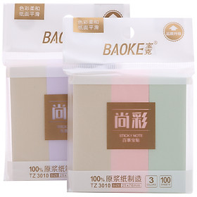 Bộ 2 Xấp Giấy Note 3 Màu Baoke 3010 - 25 x 76 mm Màu 100 sheets Xấp - Giao