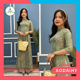 Bộ Áo dài hoa nhí may sẵn, Tặng kèm băng đô cùng màu