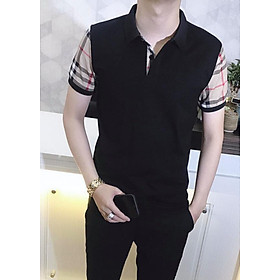 Áo Thun Nam Có Cổ Tay Phối Caro Cool Ngầu