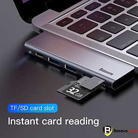 Mua Bộ Hub chuyển đổi 5 trong 1 Baseus Harmonica Type C to USB 3.0  TF/SD  Type C PD Adapter  - Hàng chính hãng