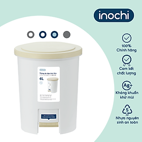 Mua Thùng rác đạp tròn Inochi - Hiro 6L( kèm ruột) Thân Ghi sữa+ Nắp Ghi sữa/Xanh nhật