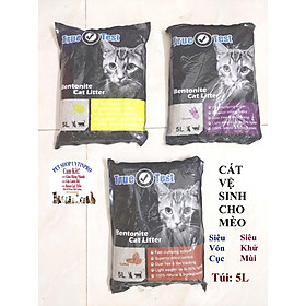 Cát vệ sinh cho mèo TRUE TEST Bentonite Cat Litter Túi 5L Siêu khử mùi Siêu vón cục Thương hiệu Haisen - Hương Lavender