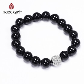 Vòng tay đá obsidian phối charm hợp kim đính đá mệnh thủy, mộc - Ngọc Quý Gemstones