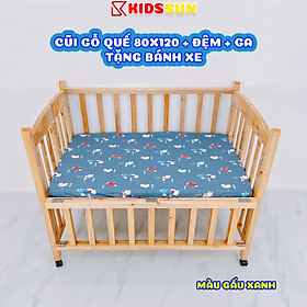 Nôi Cũi 3 Tầng Gỗ Quế Combo 3 Sản Phẩm Giường Cũi Kích Thước [120x80x96cm] Tặng Bánh Xe