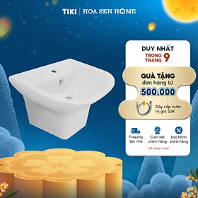 Lavabo treo tường TUSLO COCL002 liền thân, thiết kế hiện đại với sứ trắng cao cấp, chống ố vàng, tiện lợi, có lỗ xả tràn - Hàng chính hãng 