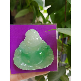 Mặt Dây Chuyền Nam Đẹp Phật Di Lặc Ngồi Cầm Thỏi Vàng Cười tươi 100% đá cẩm thạch tự nhiên Màu trắng bóng cả tượng điểm xanh lý quá đẹp giữa bụng thỏi tiền vàng Size Ngang 48mm x Cao 48mm x Dầy 9mm mệnh Thủy Mộc đeo may mắn ạ