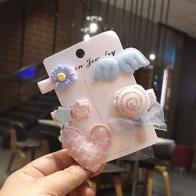 Set 5 kẹp tóc siêu đáng yêu phong cách Hàn Quốc cho bé