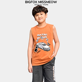 Bộ ba lỗ sát nách bé trai Bigfox Miss Meow size đại mặc nhà mùa hè kiểu Hàn Quốc in New York cỡ 12 - 15 tuổi 40kg 50kg
