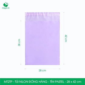 MT2TP - 28x42 cm - Túi nilon gói hàng - 200 túi niêm phong đóng hàng màu tím pastel