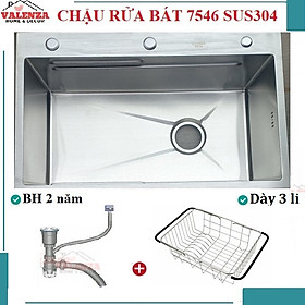 Mua Chậu rửa chén bát 1 hố 7546 Valenza sus 304 dày 3li kèm khay inox  bộ xả to thoát nhanh ngăn mùi  rổ lỗ inox