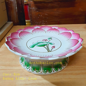 Mua Dĩa bạch ngọc sứ trắng cao cấp hình hoa sen nổi 4 cỡ đường kính : 15.5 cm  17.5cm  20cm  22cm