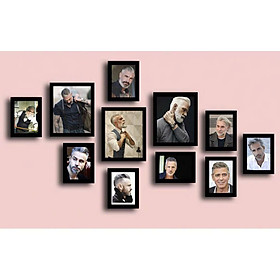 (HCM) Bộ 11 khung ảnh treo tường trang trí tiệm tóc nam kèm đinh treo chuyên dụng