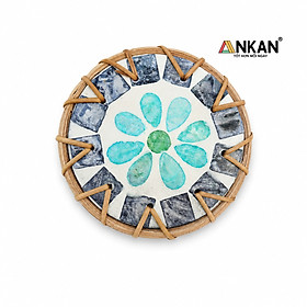 Đế Lót Ly Mây Khảm Trai Tròn ANKAN (10cm) - Lót Cốc Thủ Công Mỹ Nghệ Decor Bàn Ăn, Chụp Ảnh Sang Trọng - Hàng Xuất Khẩu