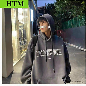 Áo Khoác Nỉ Hoodie Nam Nữ Unisex Chống Nắng Chất Áo Dày Dặn In Chữ FOREVER HTM FASHION - Màu Ghi Xám