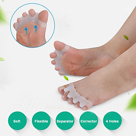 Hình ảnh sách 1 Pair Silicone Bunion Hallux Valgus Protector Finger Toe Separator Divider Spreader 4 Holes Thumb Valgus Guard Feet