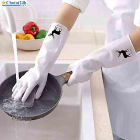 Găng tay, bao tay rửa chén cao su hình hươu Sunha làm từ cao su cao cấp nên có độ bền và rất dẻo dai  SUNHA