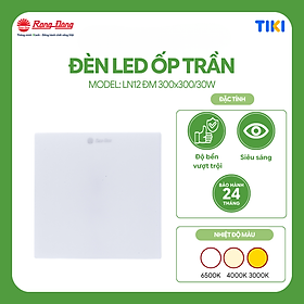 Đèn LED ốp trần vuông đổi màu Rạng Đông model LN12 300x300/30W