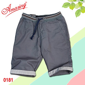 Quần short kaki nam Amazing, lưng thun có giây rút, vải co giãn, màu sắc đa dạng, có big size