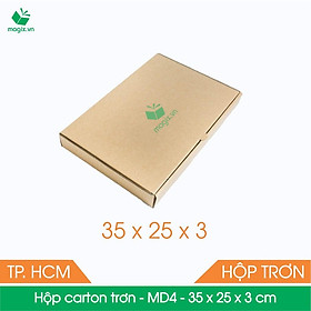 MD4 - 35x25x3 cm - 100 Thùng hộp carton + tặng 50 decal HÀNG DỄ VỠ