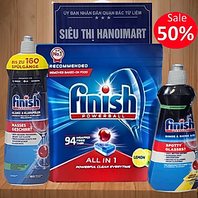  Viên rửa bát Finish 77 viên hương chanh + Nước làm bóng finish 1150ml dùng cho máy rửa bát