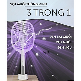 Vợt Bắt Muỗi Thông Minh 3 Trong 1 Pin Dung Lượng Lớn, An Toàn Sửa Dụng, Tiết Kiệm Điện, Được Nhiều Người Tiên Dùng