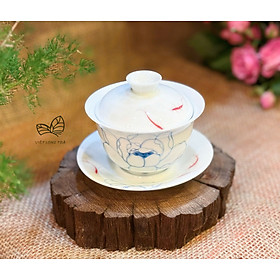 CHÉN KHẢI SỨ LIÊN NGƯ VẼ TAY - DUNG TÍCH 120ML - GAIWAN