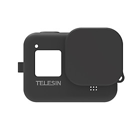 TELESIN Protecive Rubber Case Silicone Sleeve Housing Cover with Lens Cover Lanyard Compatible with GoPro Hero 8 Black