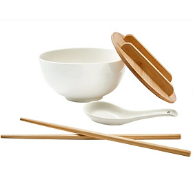 Mua Sét bát ăn Mỳ Phở ERNESTO  nắp tre  4 món Hàng chính hãng