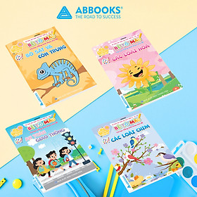 Combo 4 Sách Tô Màu Cho Bé Và Học Tiếng Anh Theo Chủ Đề: Côn Trùng, Hoa, Chim Và An Toàn Giao Thông