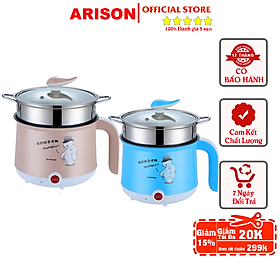 Bếp Lẩu Điện Mini Kèm Xửng Hấp Dung Tích 1.8 Lít Công Suất 600W Chế Biến Món Ăn Tiện Lợi