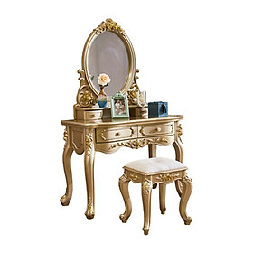 Mua Bàn ghế trang điểm tân cổ điển ánh vàng nhũ cao cấp  bàn phấn LUX-BAP18