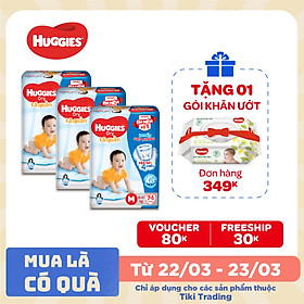 Combo 3 Gói Tã Quần Huggies Dry Gói Cực Đại M74 (74 Miếng) - Bao Bì Mới