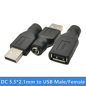 USB nam đến Jack DC 5.5*2.1 Bộ chuyển đổi nữ, Bộ chuyển đổi bộ sạc 5,5mm x 2,1mm Màu kết nối USB: USB nam