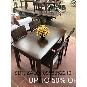 Bàn ăn bốn ghế gỗ sồi đen