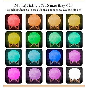 Mua Đèn ngủ mặt trăng 3D size 12cm có điều khiển từ xa tặng kèm đế gỗ