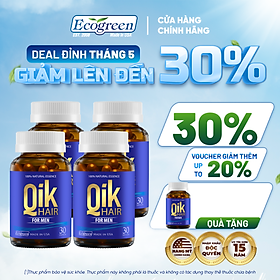 [Tặng Hộp 15v] Combo 4 Hộp 30v - Viên Uống Mọc Tóc Qik Hair For Men Ecogreen Giảm Rụng Tóc Cho Nam